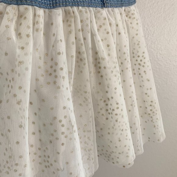 OSHKOSH B'GOSH Girls Denim Bib Dress with Sparkle Tutu, Blue & Ivory, Size: 3T - Picture 8 of 11